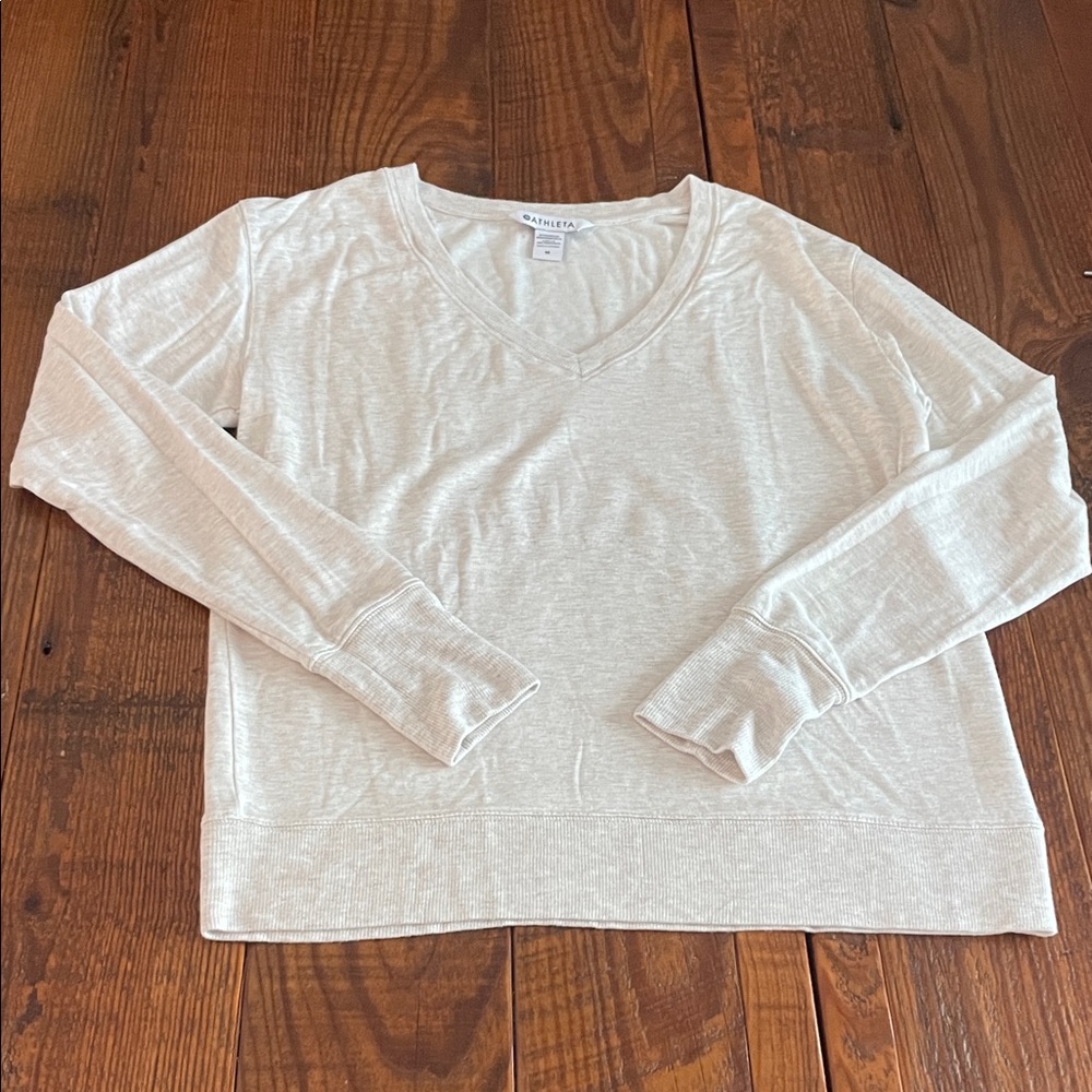 Athleta long sleeve v-neck top, size medium